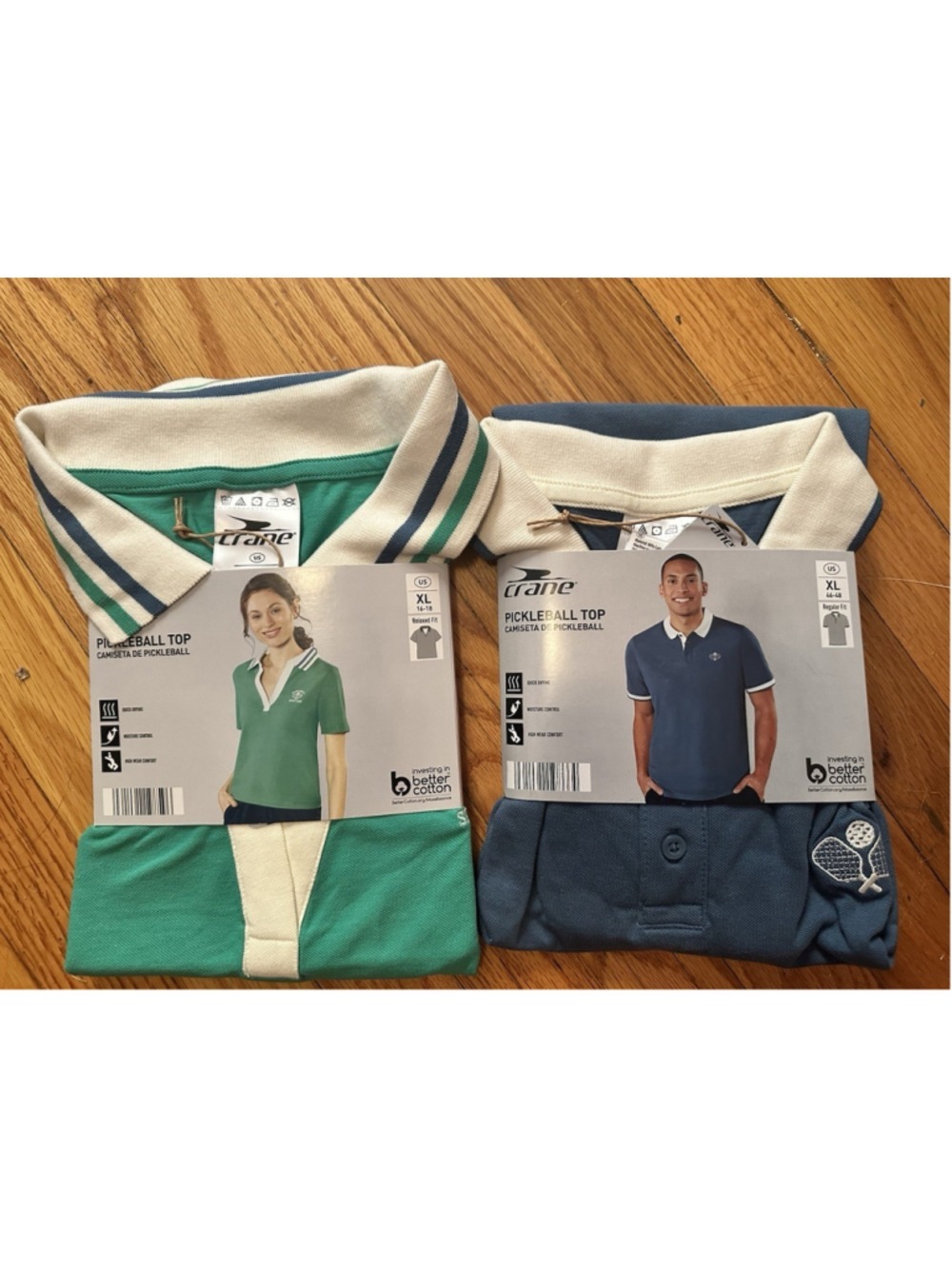 Crane Pickleball Polo Shirt Top Set His Hers Matching XL Green Blue NWT Athletic